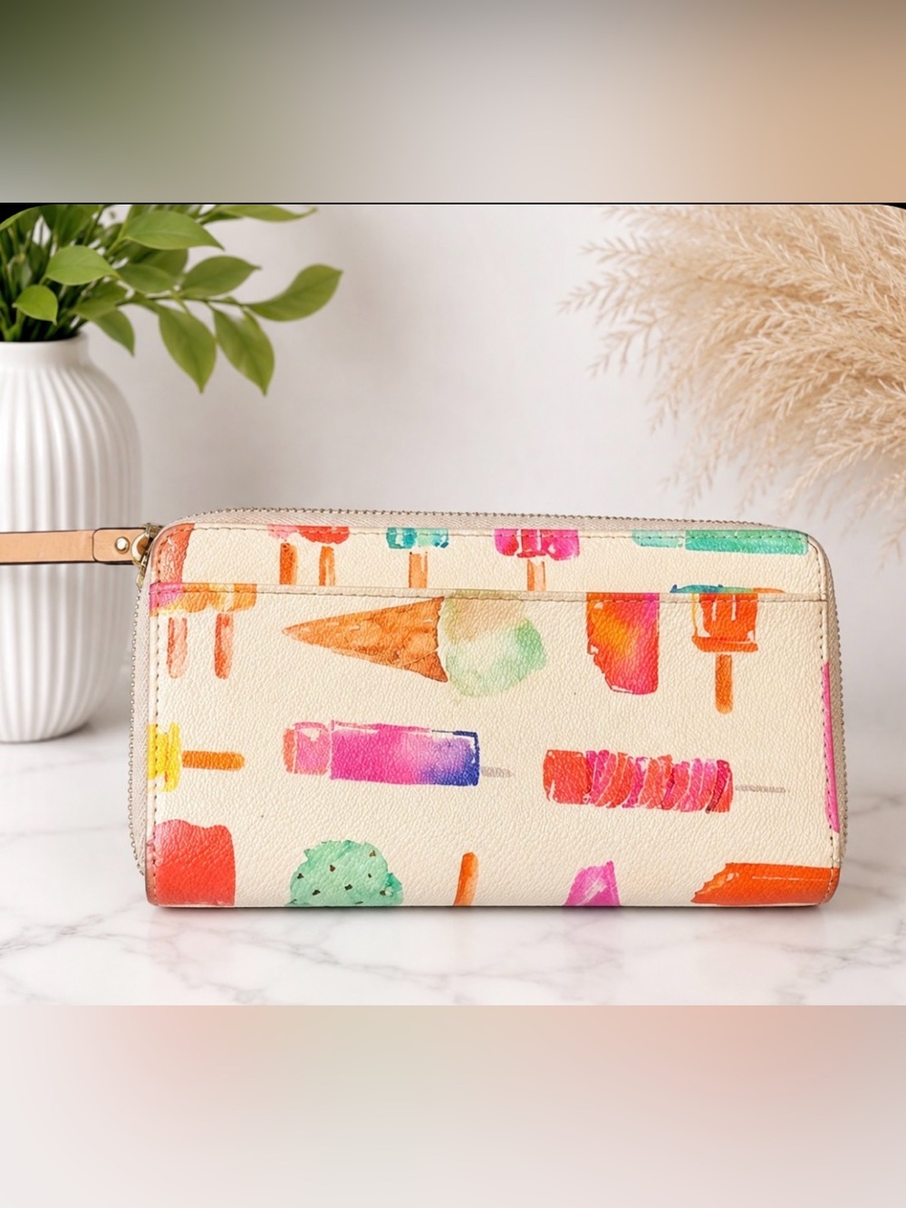 kate spade cream watercolor popsicle & ice cream zip wallet - Picture 2 of 10